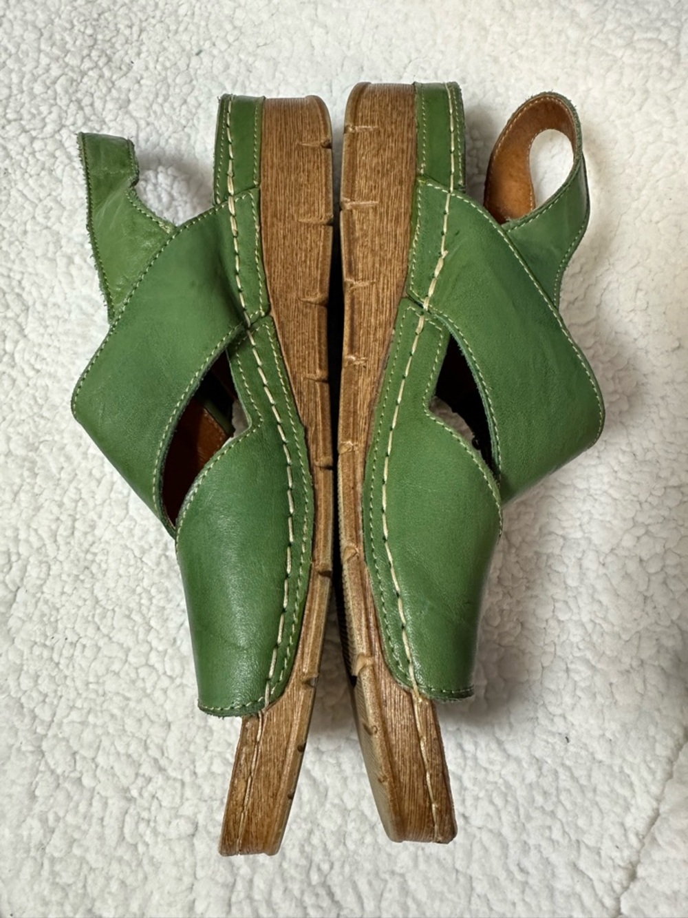 V Italia Women's Green Leather Slingback Sandals with Adjustable Strap 41 / 10 - Picture 2 of 8